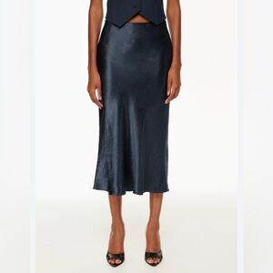 Aritzia satin black midi skirt size 2
